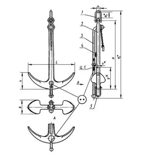 Адмиралтейский якорь 100 мм ГОСТ 760-74